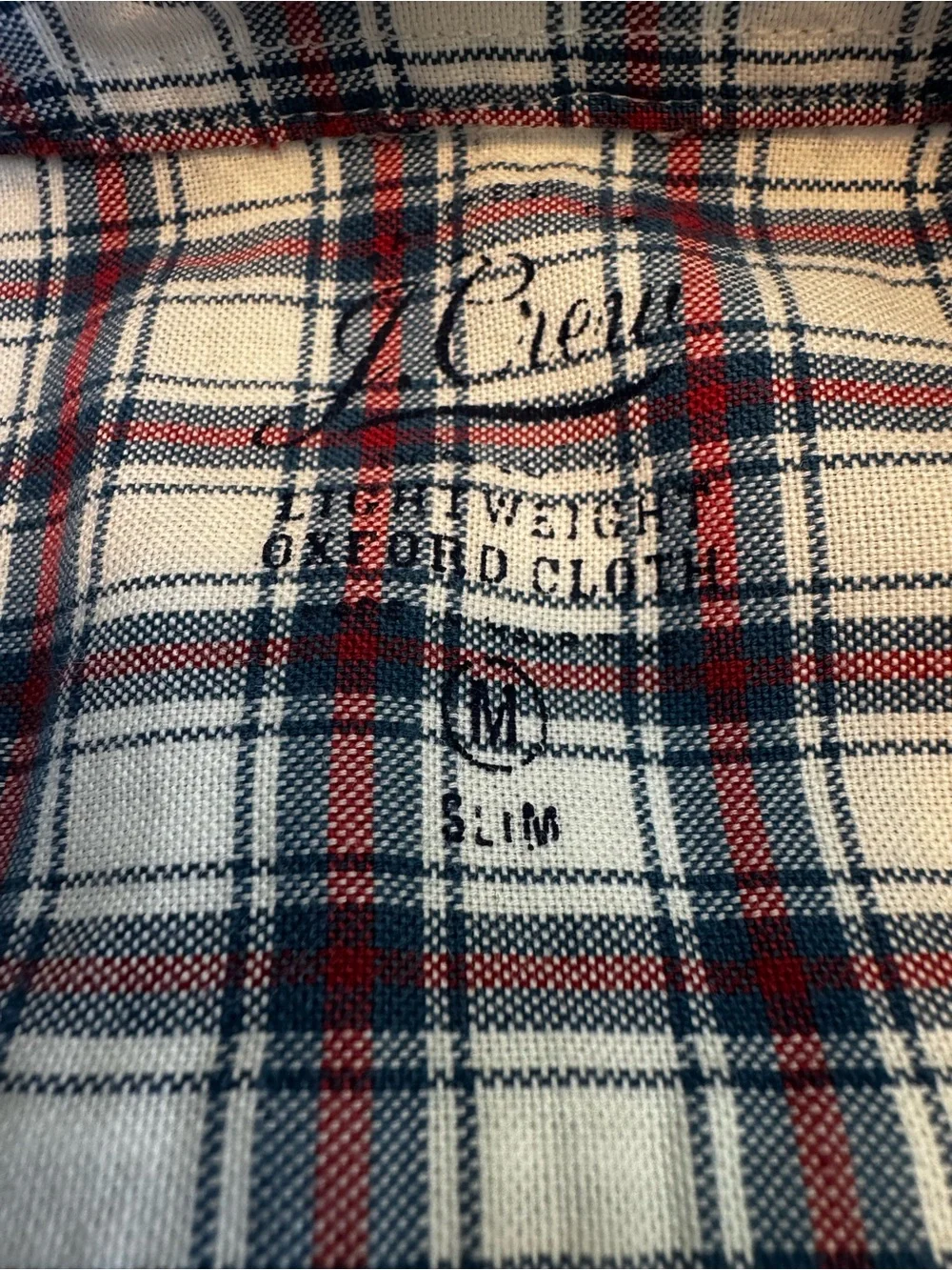 J. Crew Slim Plaid Button-Down — Cream, Navy & Red